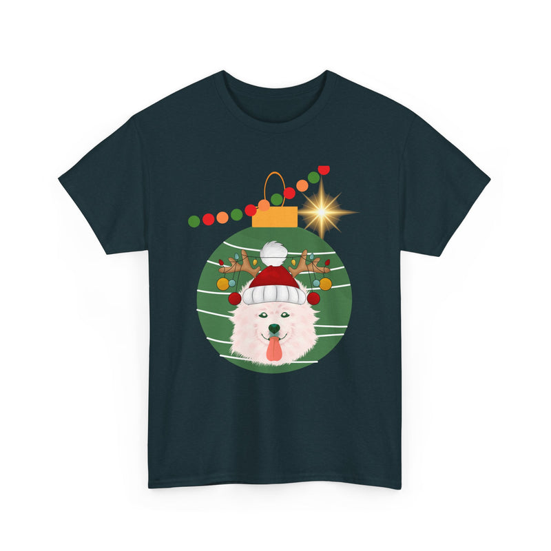 Christmas Samoyed Unisex Heavy Cotton Tee Customizable