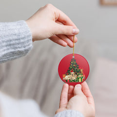 Christmas Dog Family Ceramic Ornament — Labradors Under Tree Holiday Decoration