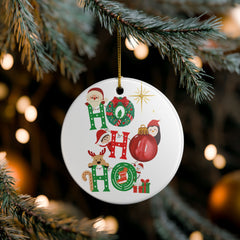 Ho Ho Ho Ceramic Christmas Ornament — Festive Holiday Tree Decoration