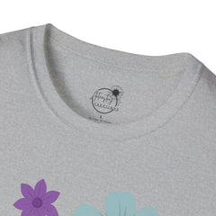 Floral Line Art Tee — Colorful Blossoms Graphic T-Shirt