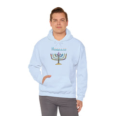 Hanukkah Menorah Hoodie — Festive Glitter Menorah Sweatshirt