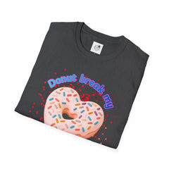 "Donut Break My Heart" Sprinkle Heart Donut Graphic Tshirt