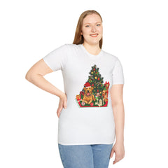 Christmas Golden Retriever Dog T-Shirt — Festive Tree & Presents Holiday Tee