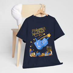 Hanukkah Blue Dreidel & Menorah Holiday Tee 2 design options