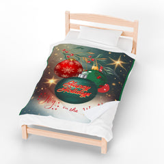 Happy Holidays Velvet Throw Blanket — Joy to the World Christmas Plush Blanket