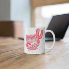 Owl Love U Mug — 11oz Cute Pink Valentine Coffee Cup