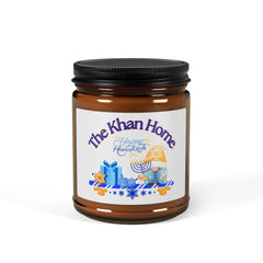 Personalized Hanukkah Scented Soy Candle — Amber Jar Optional Scents