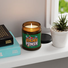Teacher Power Scented Soy Candle — Amber Jar Gift for Educators