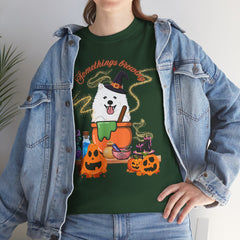 Halloween Witchy Samoyed — Cute Spooky Pumpkin Cauldron Tee