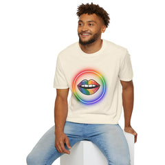 Rainbow Lips T-Shirt — Pride LGBT Neon Circle Graphic Tee