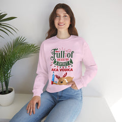 Holiday Spirit Crewneck Sweatshirt — "Full of Holiday Spirit AKA Vodka" Reindeer Design