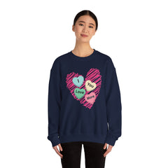 Heart Scribble with 'I Love You More' Candy HeartsCrewneck Sweatshirt