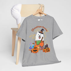 Halloween Witchy Samoyed — Cute Spooky Pumpkin Cauldron Tee