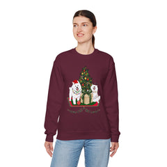 Christmas Samoyed Dogs Sweatshirt - Festive Tree & Gifts Holiday Crewneck