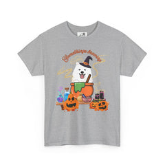 Halloween Witchy Samoyed — Cute Spooky Pumpkin Cauldron Tee