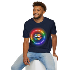 Rainbow Lips T-Shirt — Pride LGBT Neon Circle Graphic Tee
