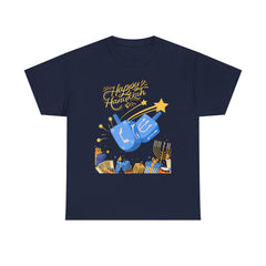 Hanukkah Blue Dreidel & Menorah Holiday Tee 2 design options