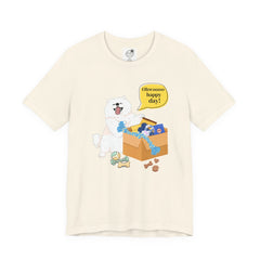 "Ohwoooo happy day!"  Happy Dog with treat delivery T‑Shirt — Pet Gift