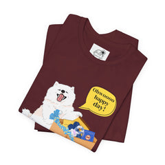 "Ohwoooo happy day!"  Happy Dog with treat delivery T‑Shirt — Pet Gift