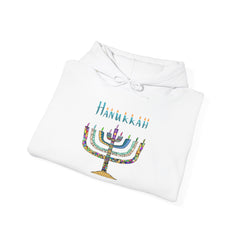 Hanukkah Menorah Hoodie — Festive Glitter Menorah Sweatshirt