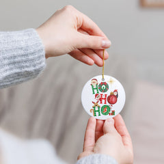 Ho Ho Ho Ceramic Christmas Ornament — Festive Holiday Tree Decoration