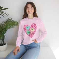 Heart Scribble with 'I Love You More' Candy HeartsCrewneck Sweatshirt