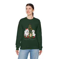 Christmas Samoyed Dogs Sweatshirt - Festive Tree & Gifts Holiday Crewneck