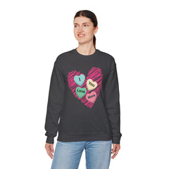 Heart Scribble with 'I Love You More' Candy HeartsCrewneck Sweatshirt