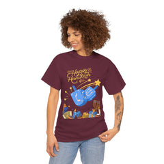 Hanukkah Blue Dreidel & Menorah Holiday Tee 2 design options