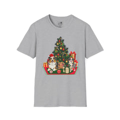 Christmas Australian Shepherd Dogs T-Shirt — Festive Tree & Presents Holiday Tee