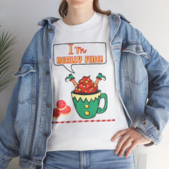 I'm Really Fine Tee — Cute Elf in a coffee cup Graphic T-Shirt