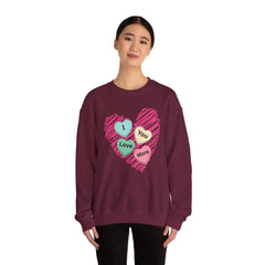 Heart Scribble with 'I Love You More' Candy HeartsCrewneck Sweatshirt