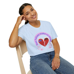 Two Halves Make Us Whole Broken Heart T-Shirt — Cute Split-Heart Couple Tee