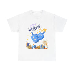 Hanukkah Blue Dreidel & Menorah Holiday Tee 2 design options