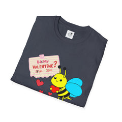Valentine Bee T-Shirt — "Be My Valentine?" Cute Bee Hearts Tee