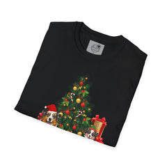 Christmas Australian Shepherd Dogs T-Shirt — Festive Tree & Presents Holiday Tee