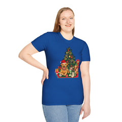Christmas Golden Retriever Dog T-Shirt — Festive Tree & Presents Holiday Tee