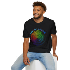Love Is Universal T-Shirt — Rainbow Spiral Pride Tee