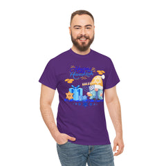 "Happy Hanukkah" Knome with Menorah & Dreidel Holiday Tee