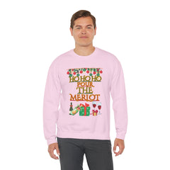 Sweatshirt - "Ho Ho Ho Pour The Merlot" Christmas Wine Crewneck