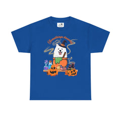 Halloween Witchy Samoyed — Cute Spooky Pumpkin Cauldron Tee
