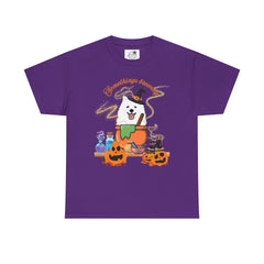 Halloween Witchy Samoyed — Cute Spooky Pumpkin Cauldron Tee