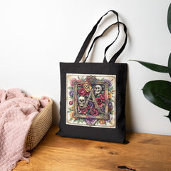 Tote — Gothic Skull & Rose Monogram "A" Canvas Tote Bag