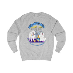 Hanukkah Samoyed Sweatshirt — "Happy Hanukkah" Menorah & Dreidel Holiday Pullover
