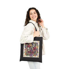Tote — Gothic Skull & Rose Monogram "A" Canvas Tote Bag
