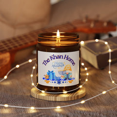 Personalized Hanukkah Scented Soy Candle — Amber Jar Optional Scents