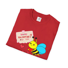 Valentine Bee T-Shirt — "Be My Valentine?" Cute Bee Hearts Tee