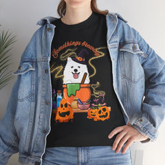 Halloween Witchy Samoyed — Cute Spooky Pumpkin Cauldron Tee
