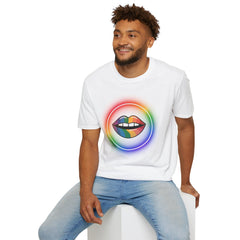 Rainbow Lips T-Shirt — Pride LGBT Neon Circle Graphic Tee