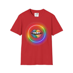Rainbow Lips T-Shirt — Pride LGBT Neon Circle Graphic Tee